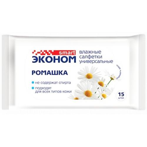 Салфетки влажные 15шт Эконом smart ромашка/108/
